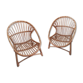 Paire de fauteuils en rotin vintage