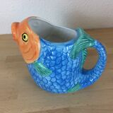 Pichet poisson zoomorphe barbotine
