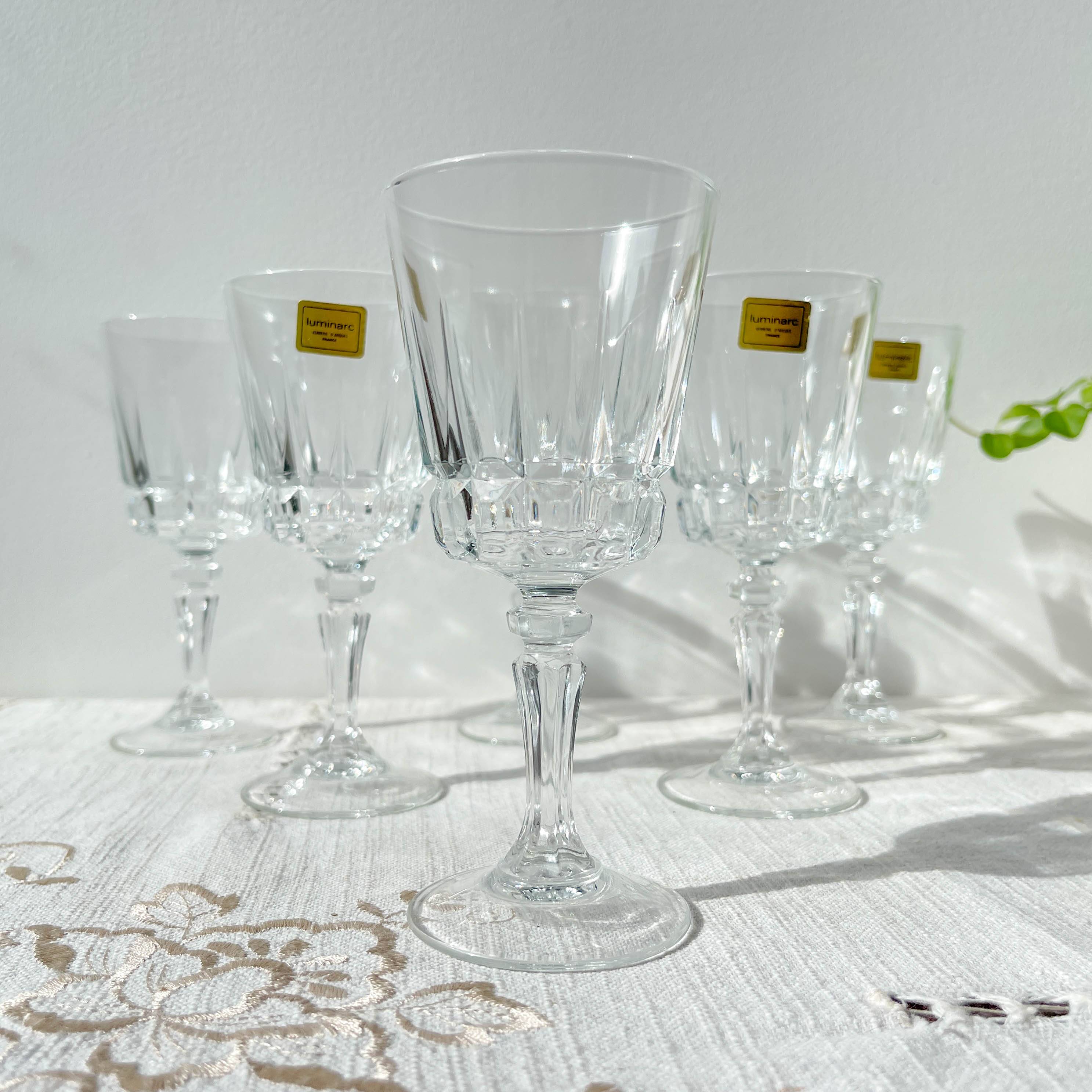 6 vintage Cristal d'Arques Chantelle red wine glasses