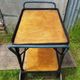 Old service servant rattan & scoubidou on wheels metal + wood trays