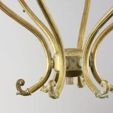 Antique Italian Brass and Opaline Chandelier