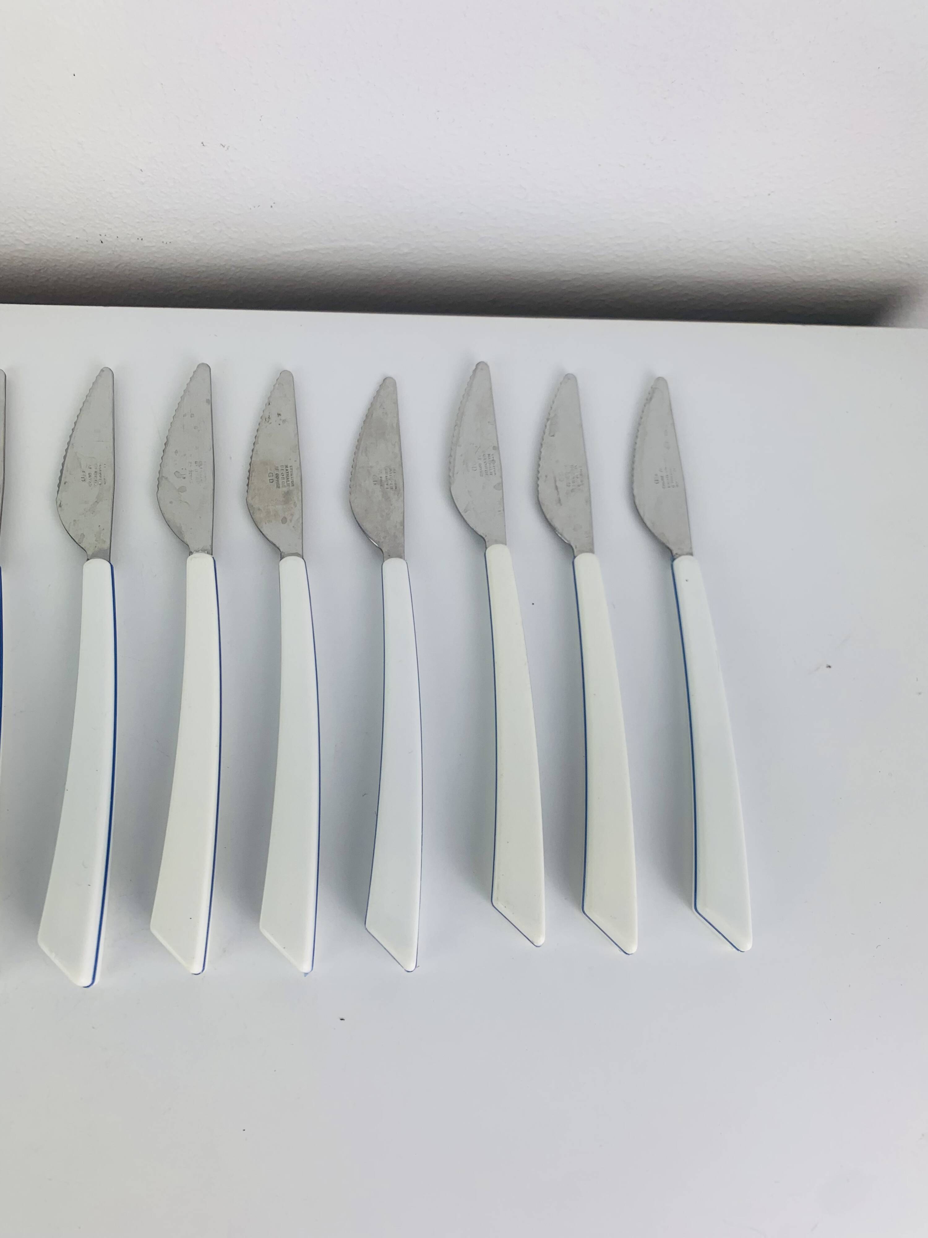 14 knives by Nathalie George for Air France, stainless steel, vintage