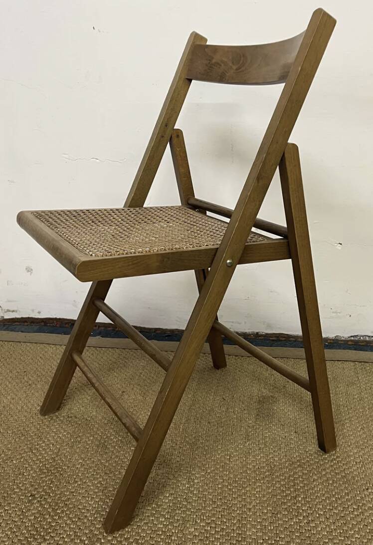 Vintage wooden and cane folding chair