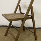 Vintage wooden and cane folding chair