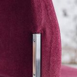 Set of 4 modernist burgundy armchairs, 1970.