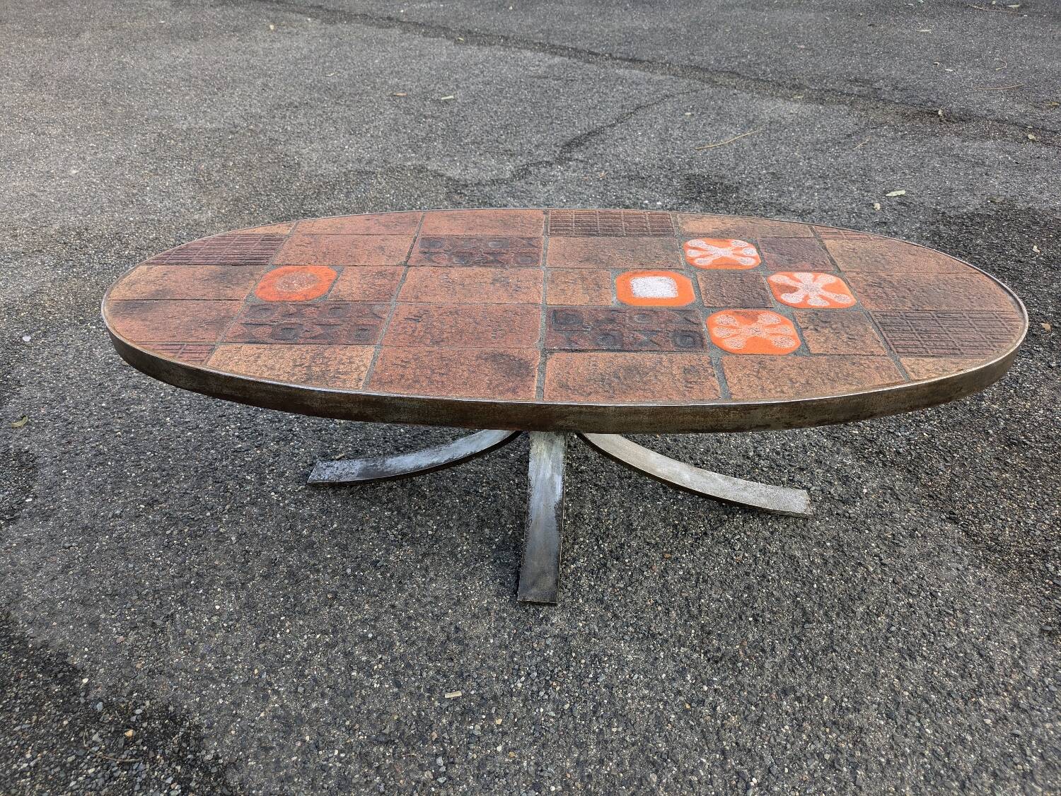 Jean Jaffeux Ceramic & Steel Coffee Table