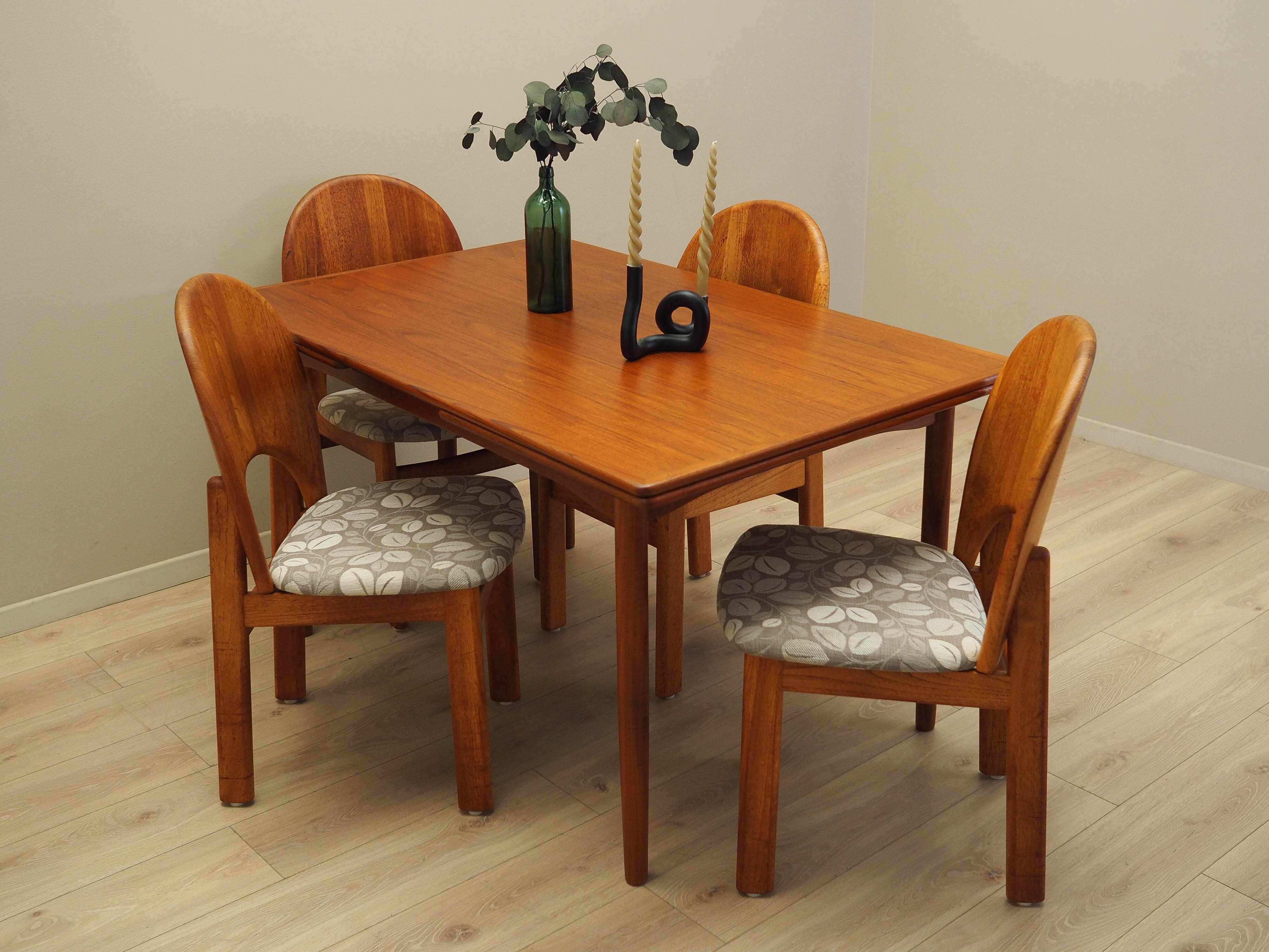 Set of four teak chairs, Danish design, 1960s, designer: Niels Koefoed, man