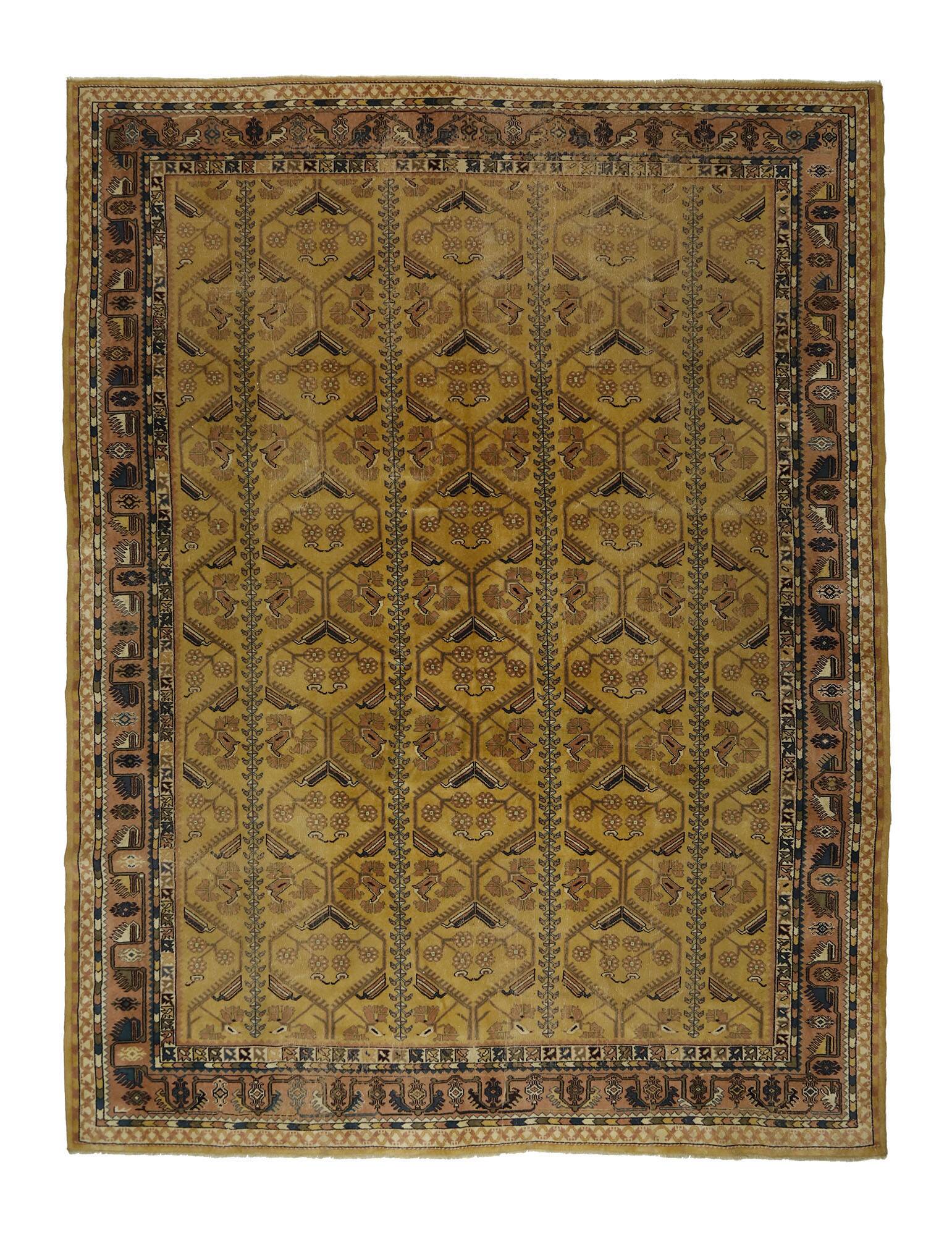 Large Vintage Oushak Rug Beige Brown 330 x 249 cm