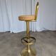 Tabouret de bar italien mid-century modern en laiton et cuir