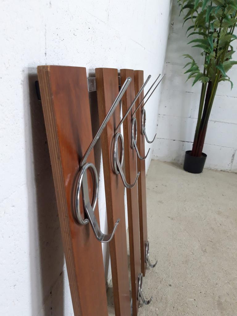 vintage wooden wall coat rack / 8 suspension pointsvintage