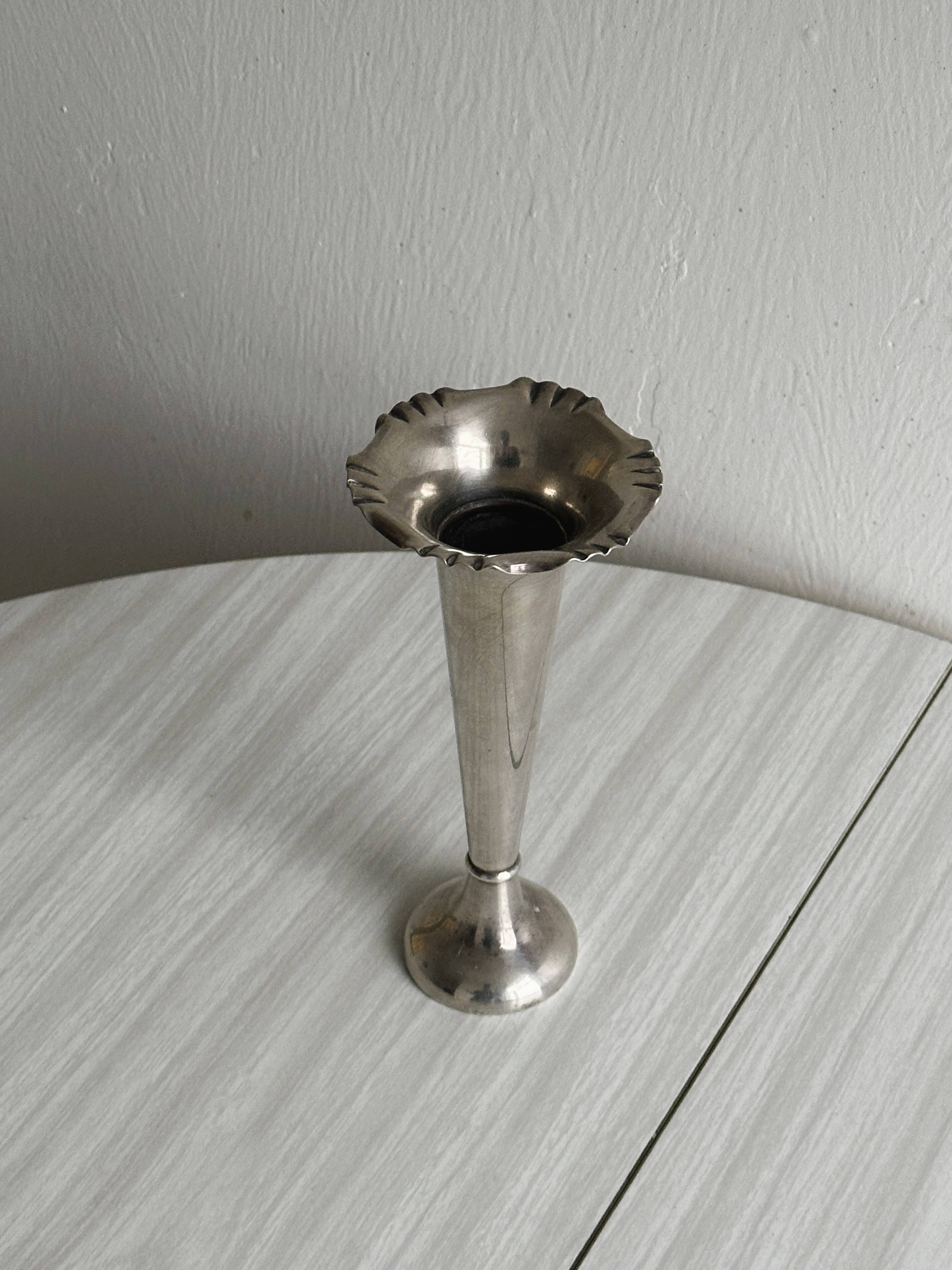 Small metal soliflore vase