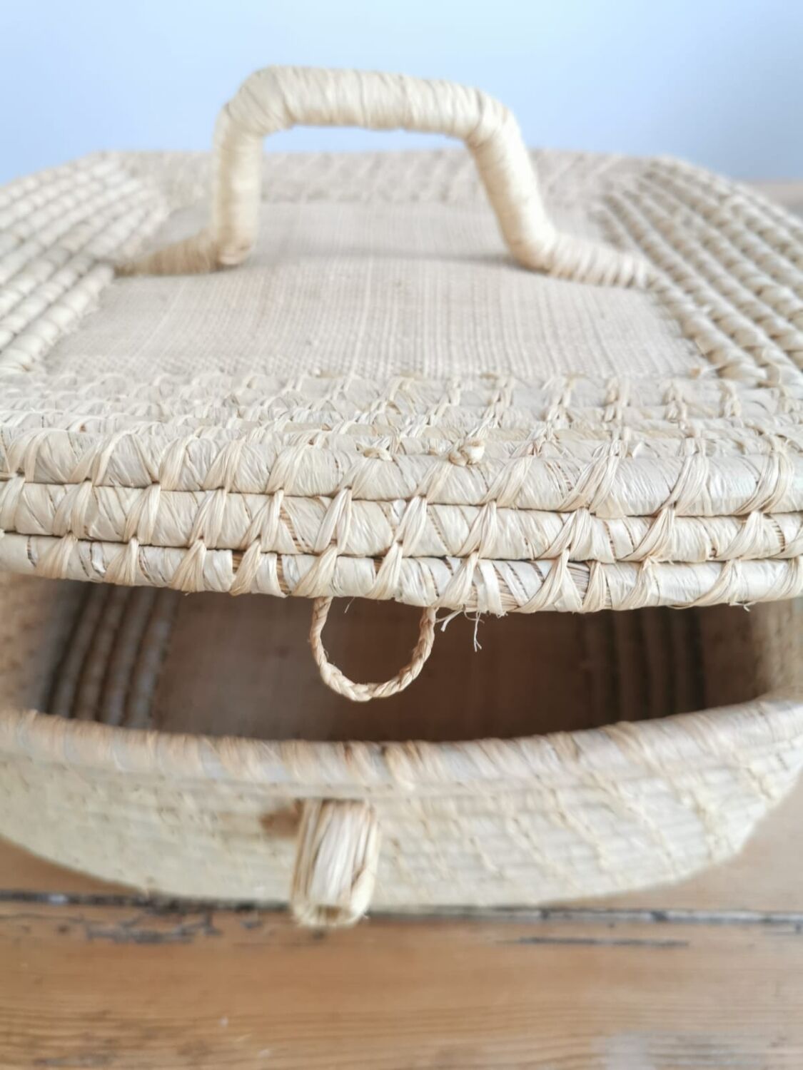 Vintage wicker suitcase