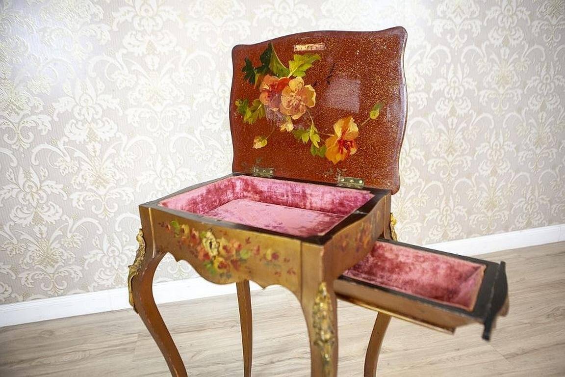Mahogany Sewing Table with Brass Details, 1890s
