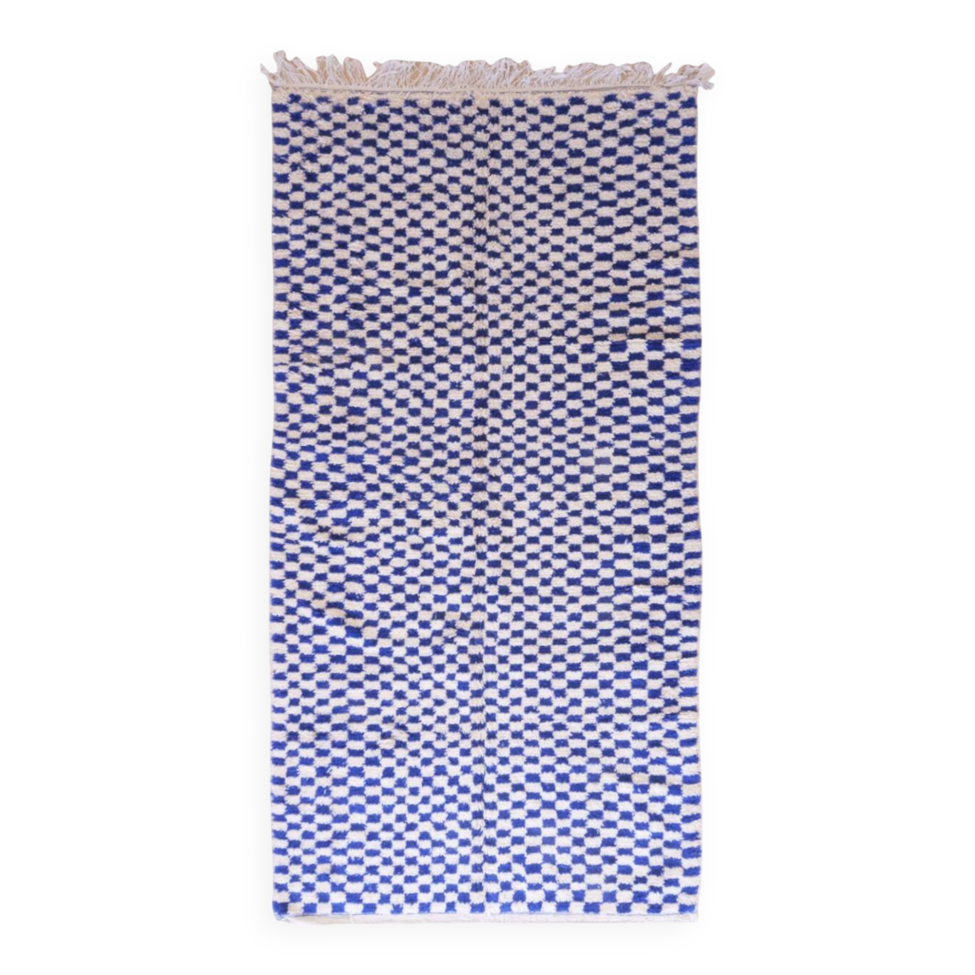 Blue Checkered Rug - 327 x 158 cm