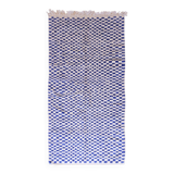 Blue Checkered Rug - 327 x 158 cm