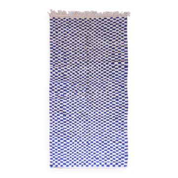 Tapis à Damier Bleu - 327 x 158 cm