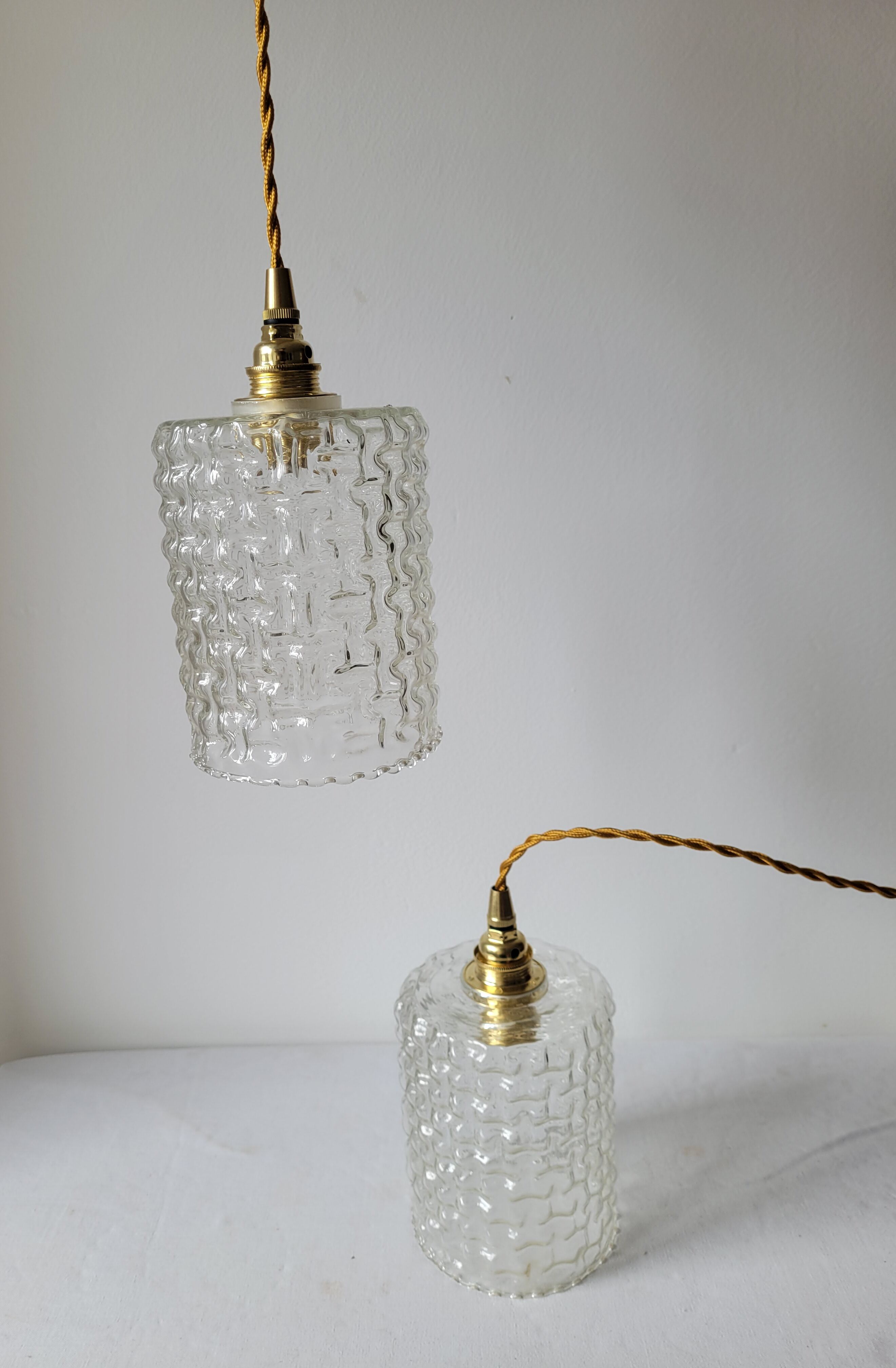 Duo de suspensions en verre moulé