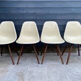Lot of 4 DSW chairs in walnut fiber by Eames Herman Miller, vintage