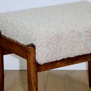 Edmund Homa stool, cream ivory beige boucle seat, long pile lamb