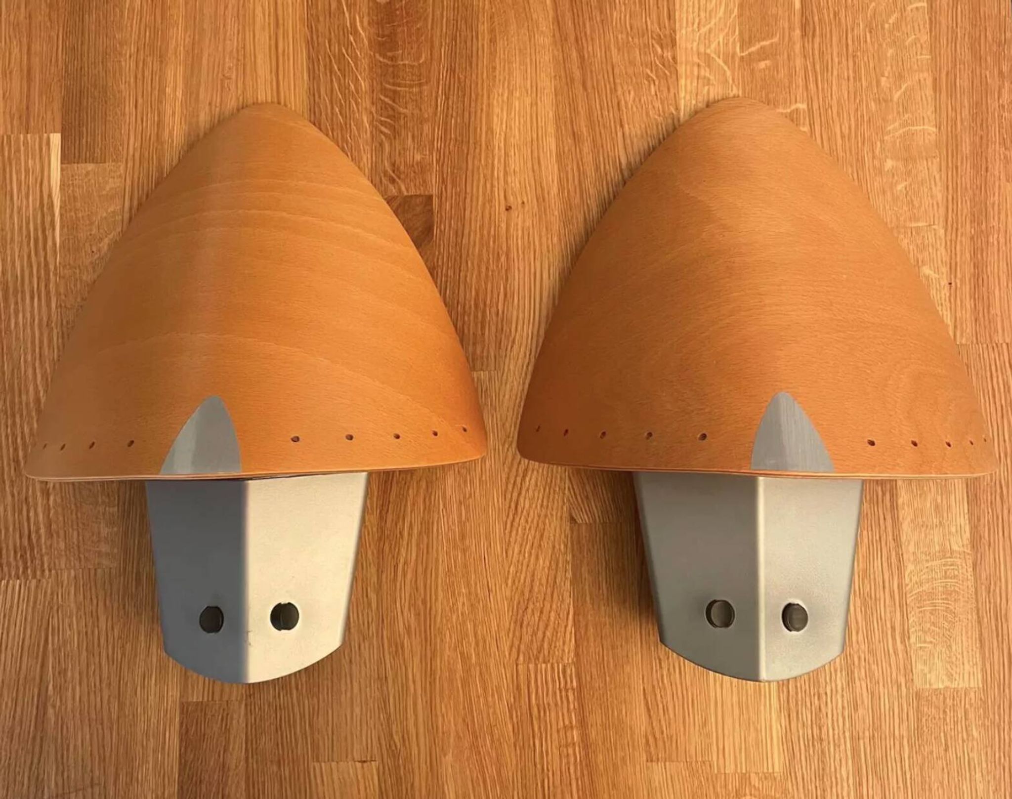 Vintage wood and metal wall lights, France 1980s