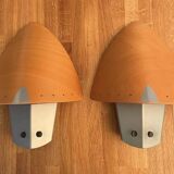 Vintage wood and metal wall lights, France 1980s