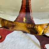 Plat ovale signé annie glass 38/35 made in usa bord ondulé doré à l’or fin