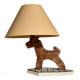 Vintage 1970s polychrome wooden lamp in the shape of a dog.