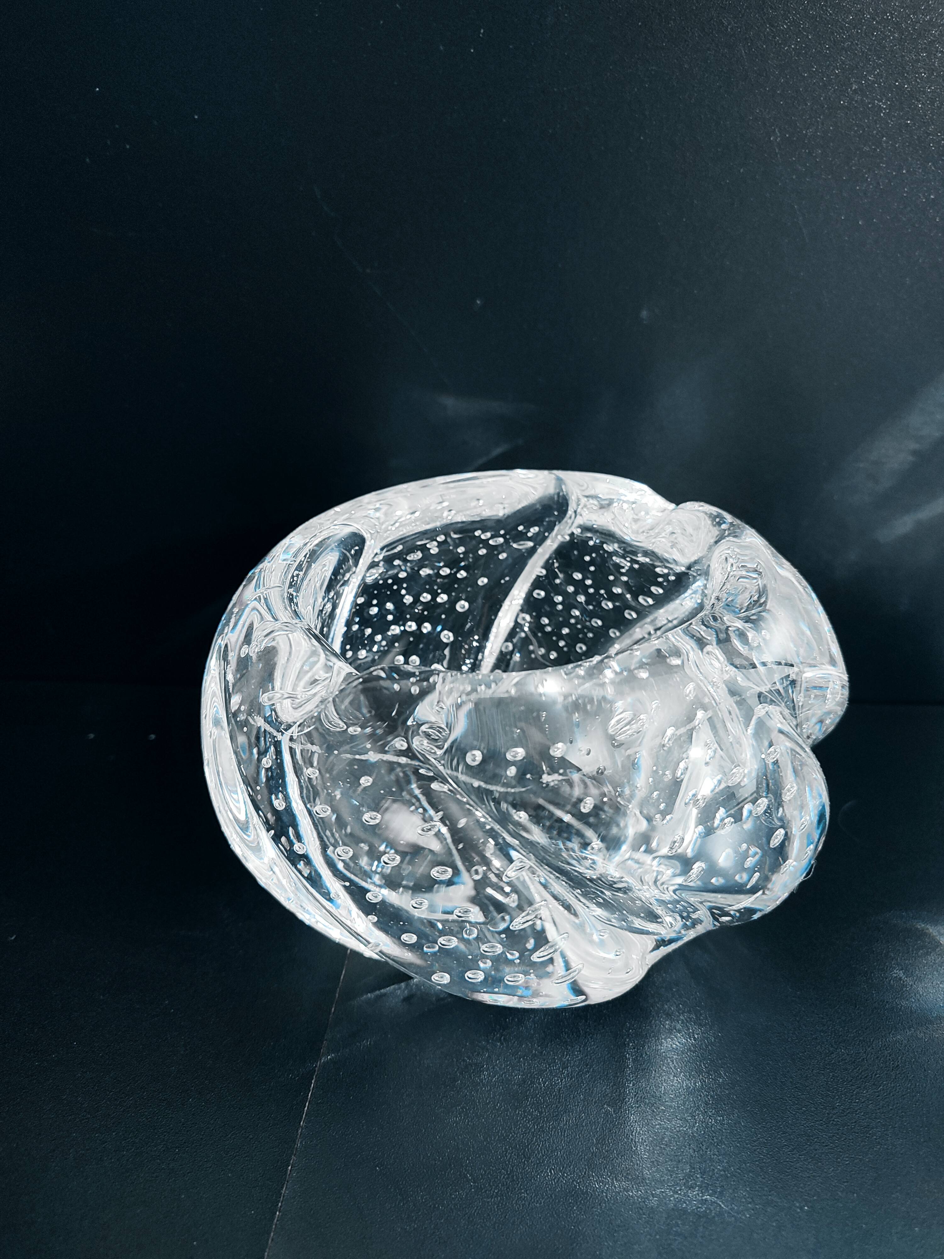 Pair of bubble crystal ashtrays