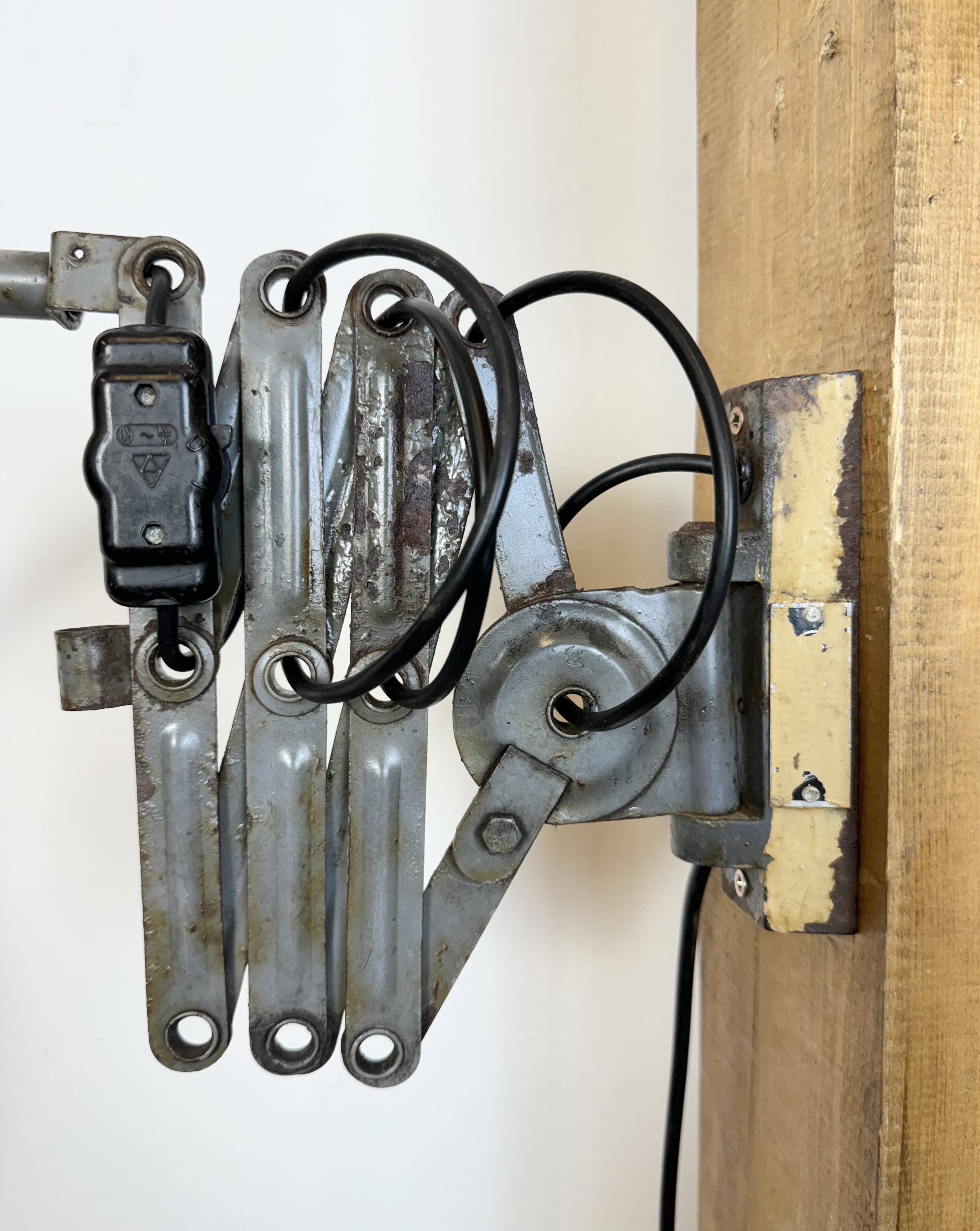 Grey Industrial Scissor Wall Lamp from Elektroinstala, 1960s