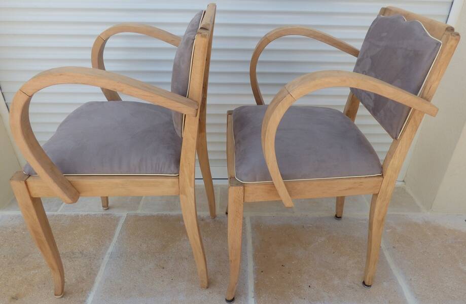 2 chic mustache bridge armchairs from the 50s, fully restored