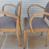 2 chic mustache bridge armchairs from the 50s, fully restored