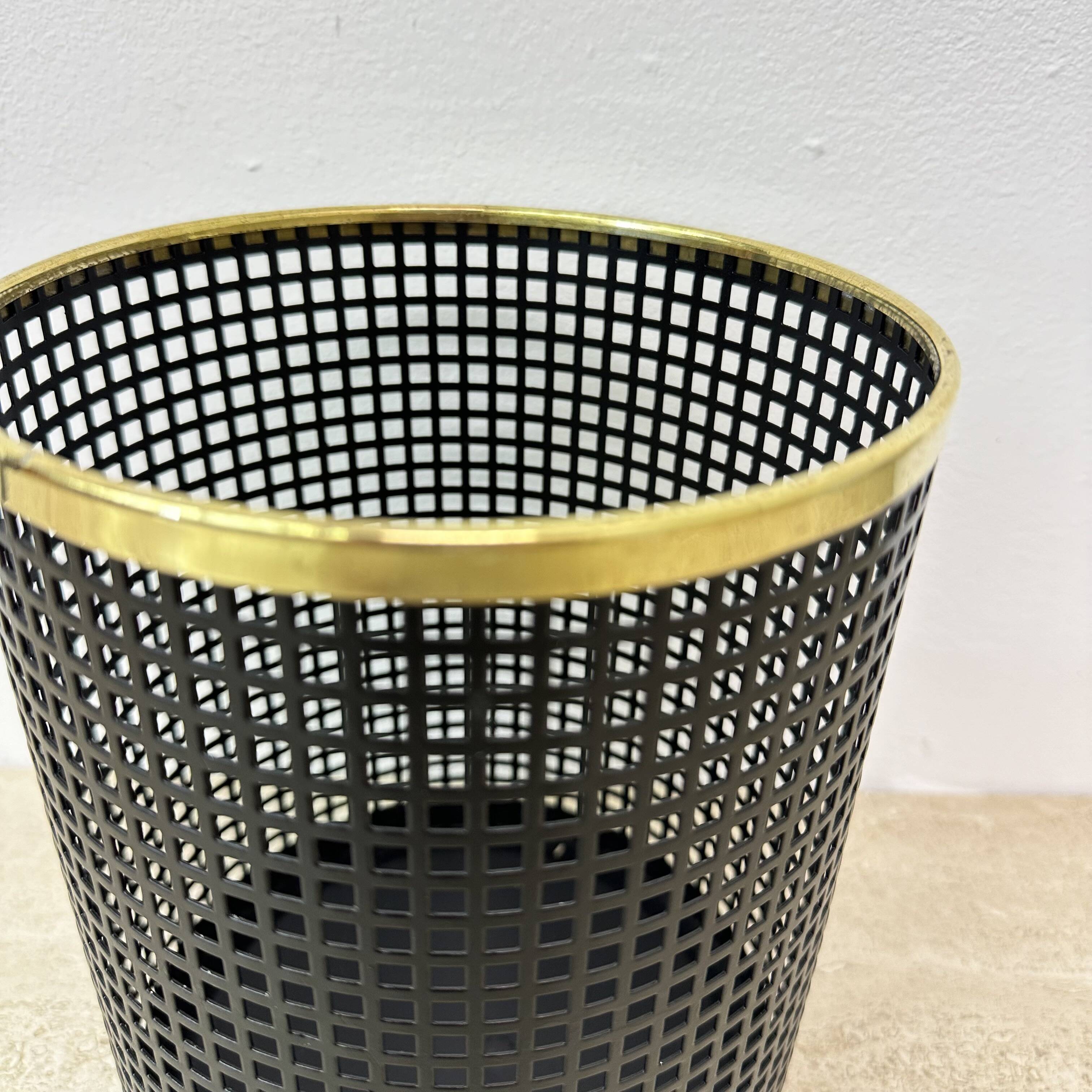 Mid century design perforated metal basket / bin , 1970s