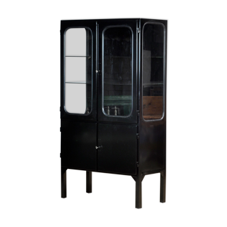 Vintage Glass & Iron Medical Cabinet, 1970s