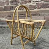 Vintage rattan magazine holder