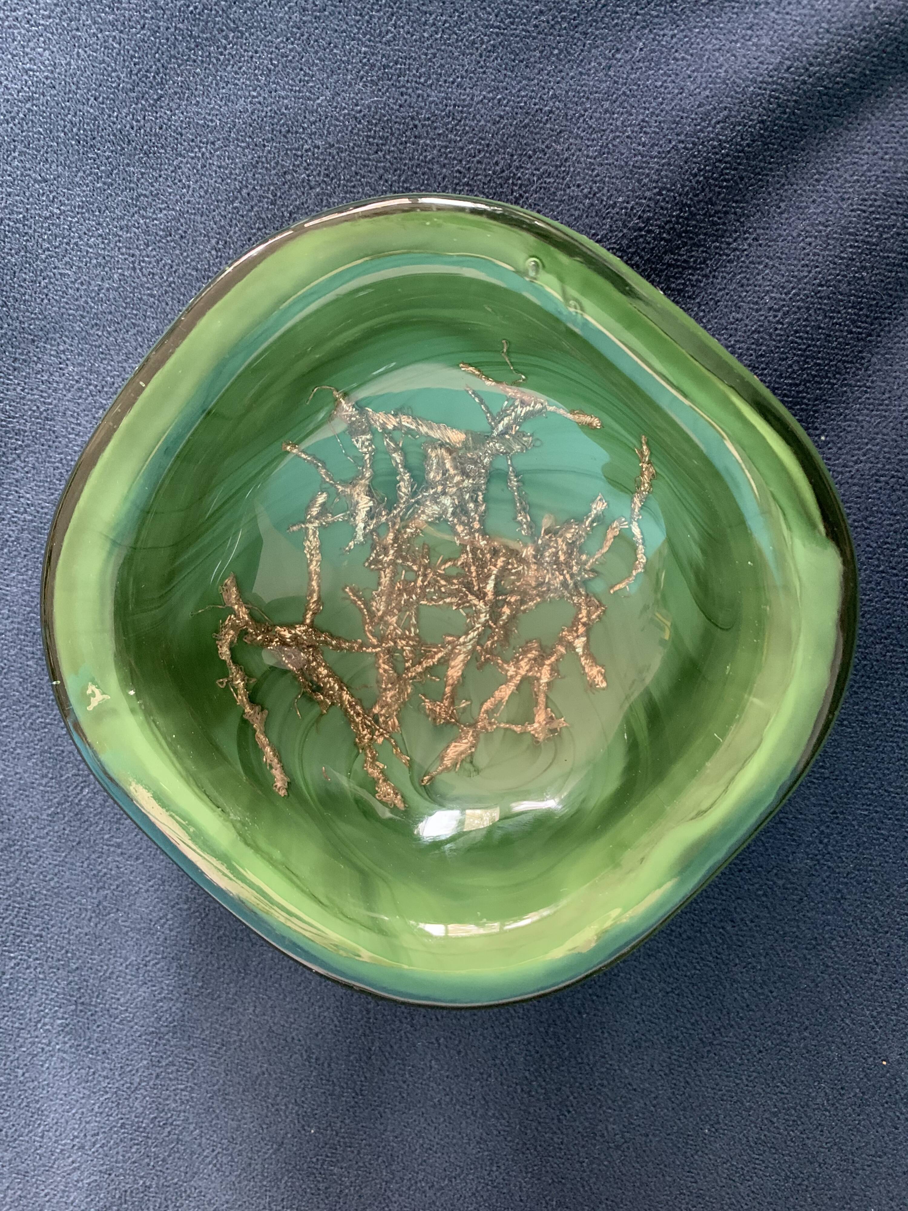 Venini green glass ashtray  Italy Toni Zuccheri Murano Giade 1960