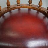 Red Cowhide Leather Chesterfield Office Chair in English Style
