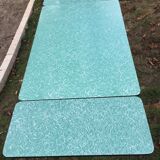 Formica vintage green table and opaline - 6 matching chairs