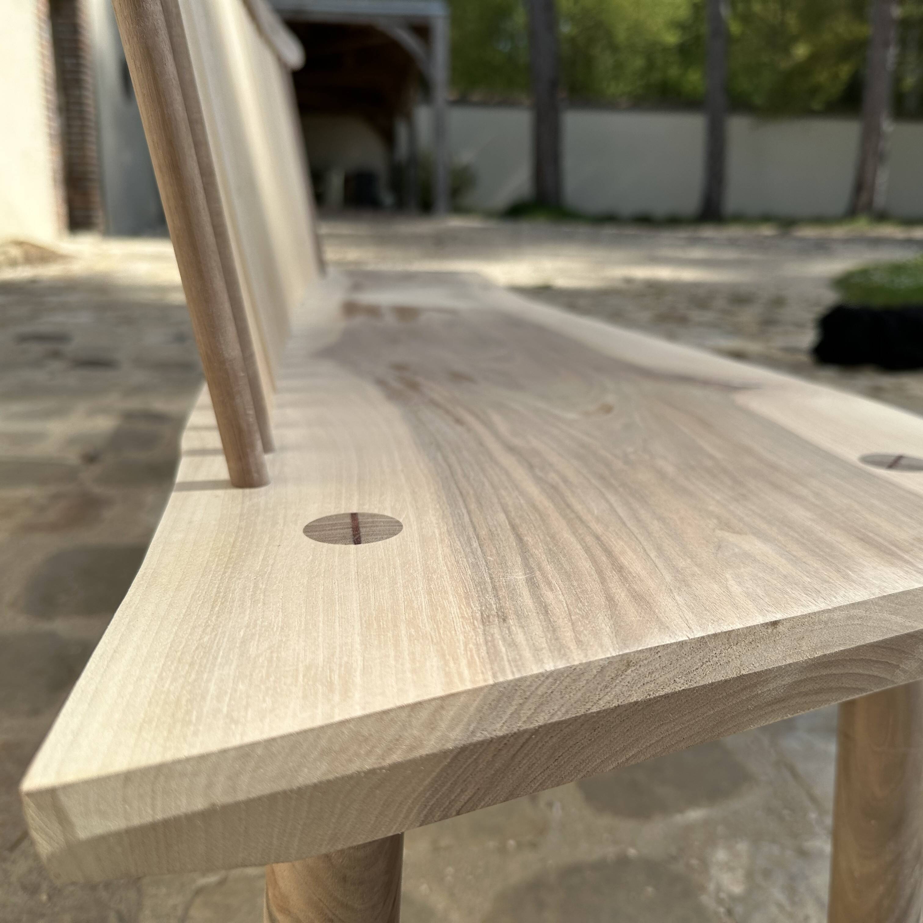 Large bench in solid walnut