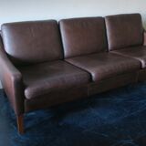 Mid-century danish 3seater sofa in dark brown leather