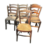 7 chaises en bois