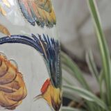 Beau vase peint main oiseau et feuilles H.Béquet numéroté 556