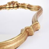 Large old mirror, golden shell, height 70 cm