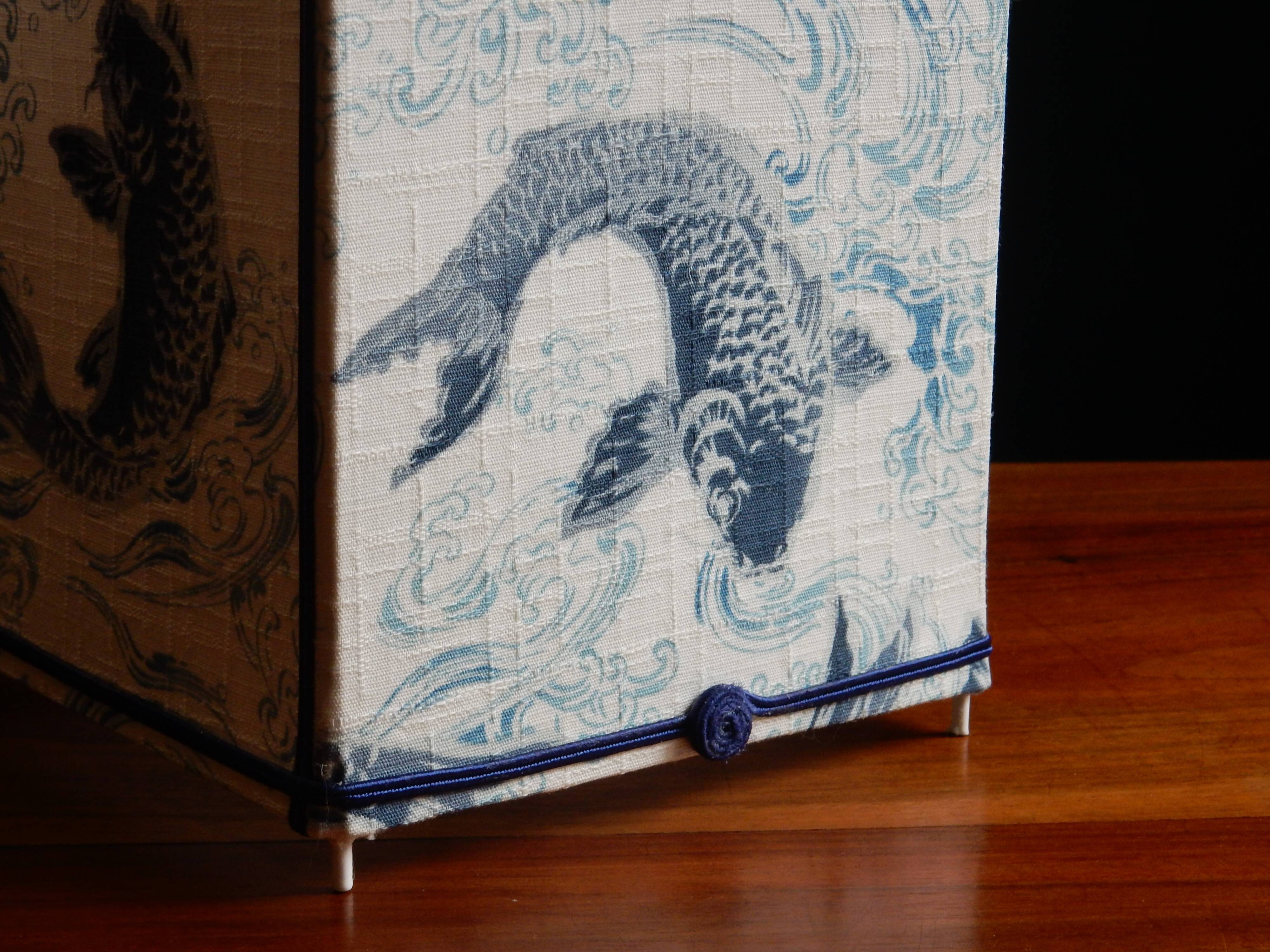 Lantern lamp in vintage Japanese fabric pattern carp koi
