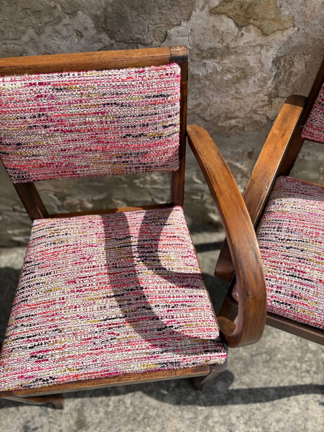 Pair of 1960s bridge chairs in Nobilis fabric
