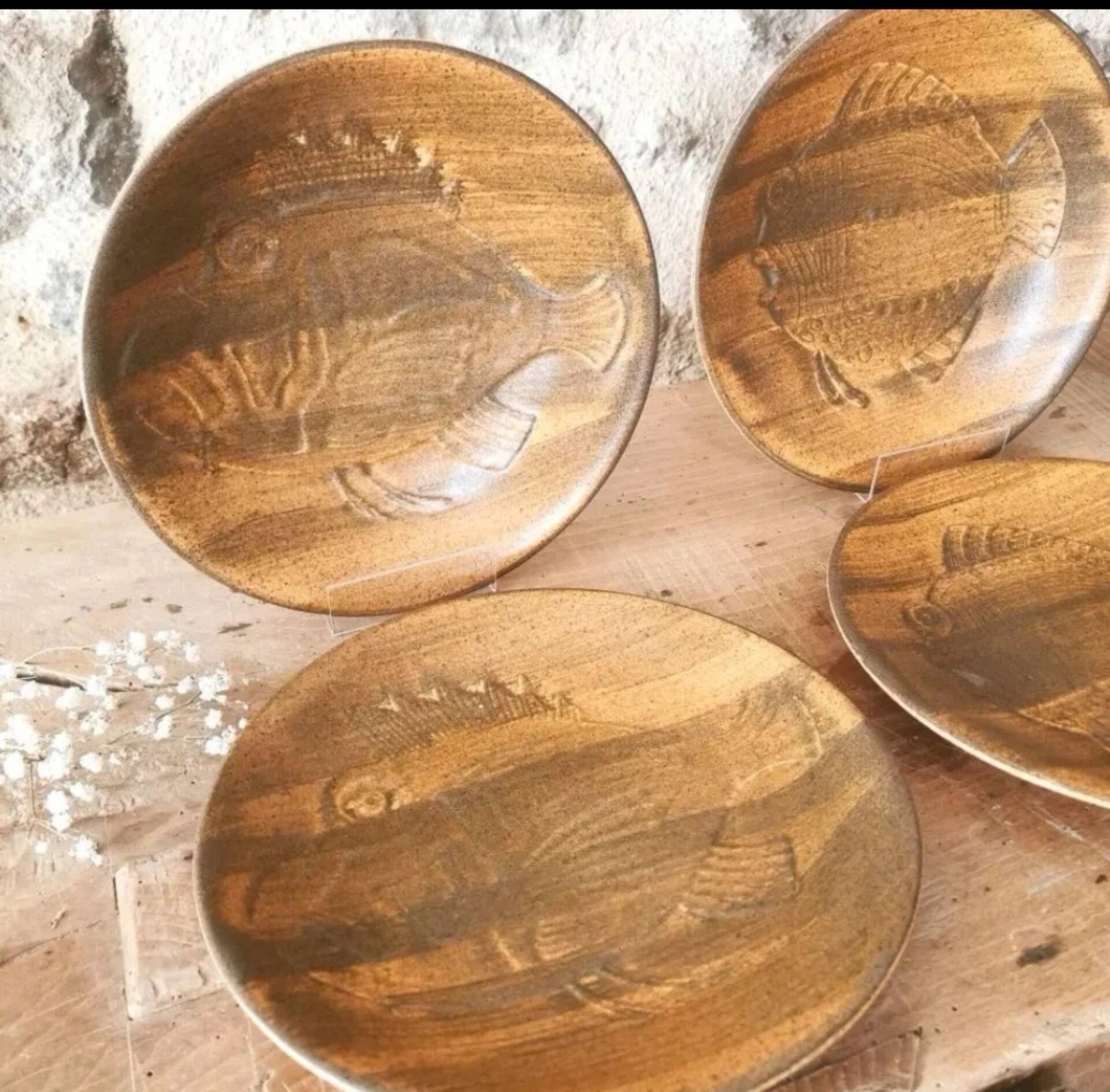 6 Assiettes Robert Picault, décor poisson