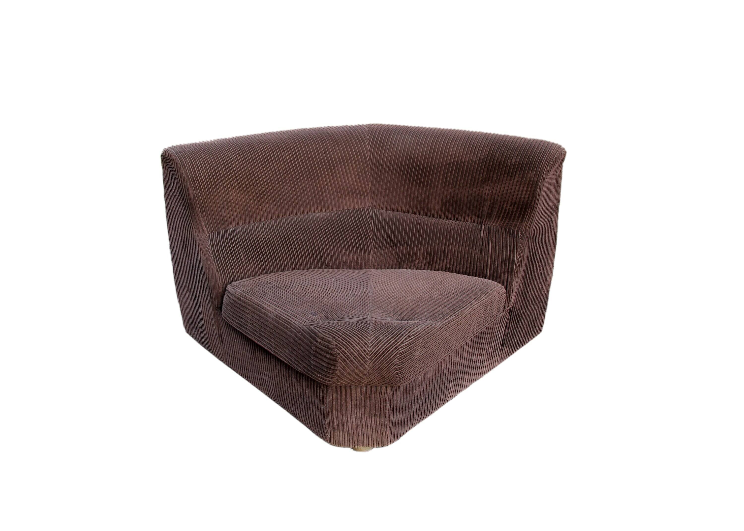 Vintage corner chair in brown velvet