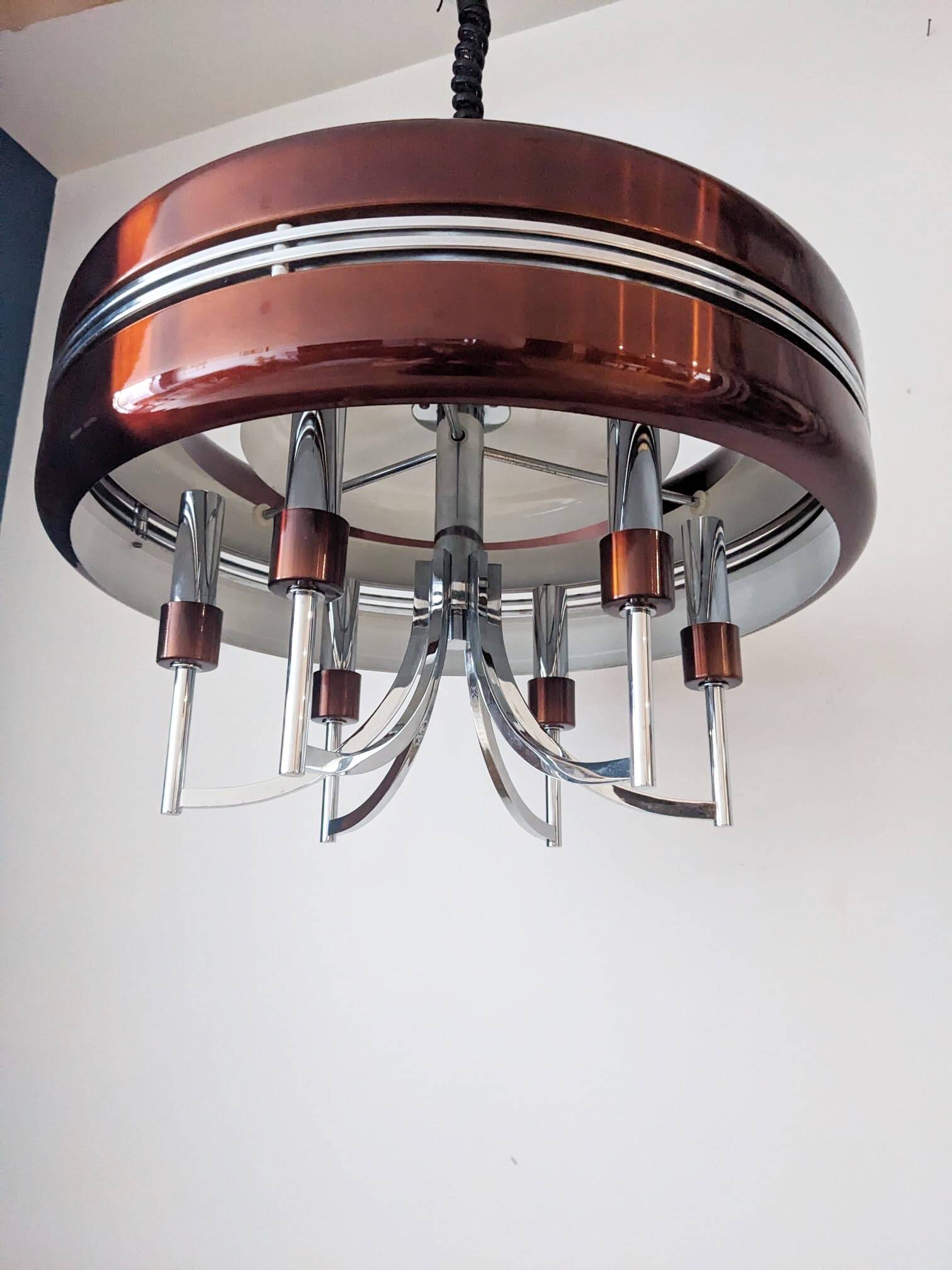 A modernist UFO pendant light from the 70s