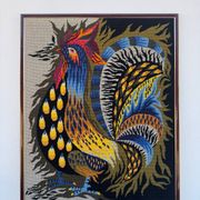 Flamboyant rooster tapestry from the 70s