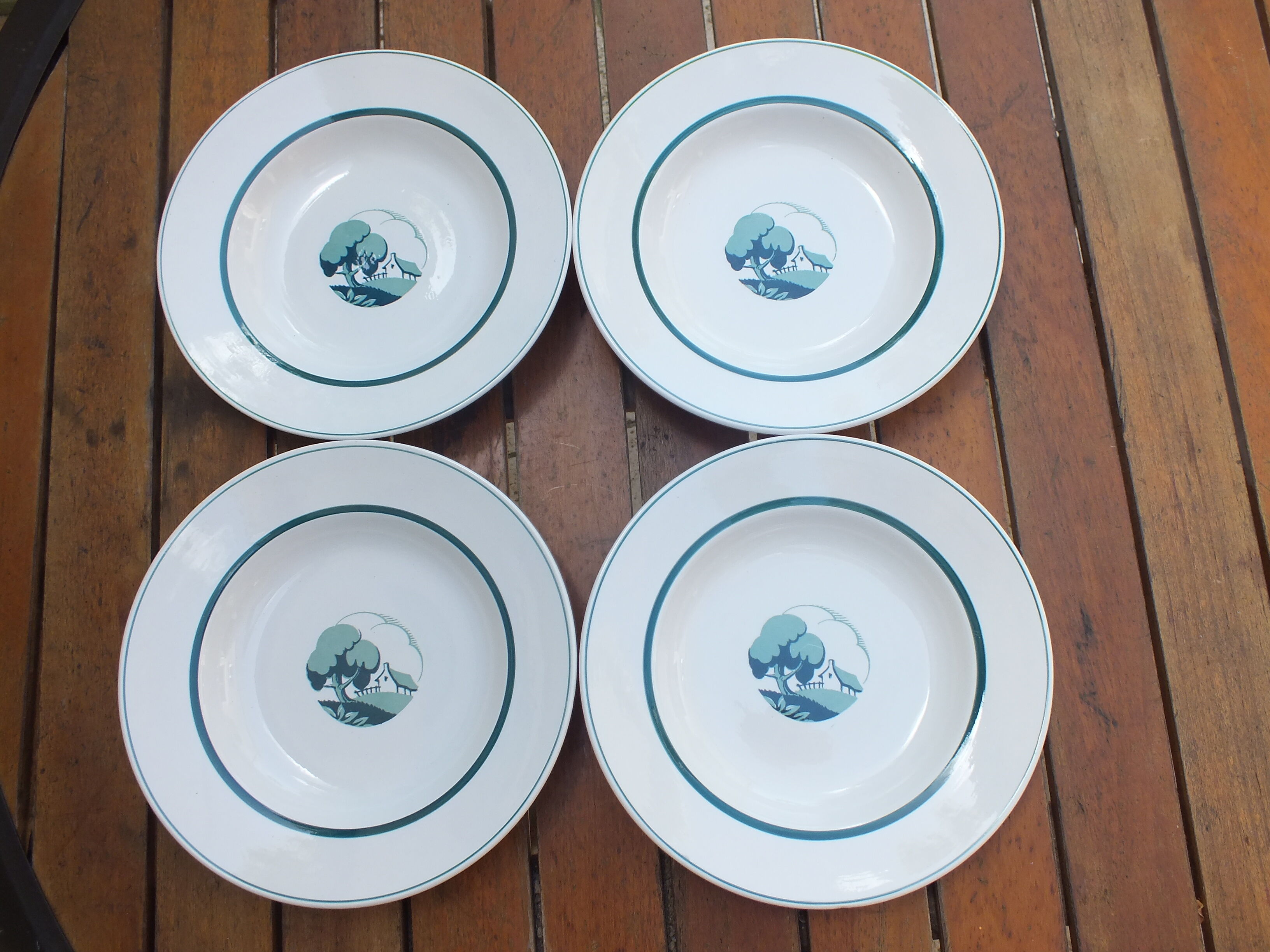 4 vintage hollow plates Sarreguemines Arlette service