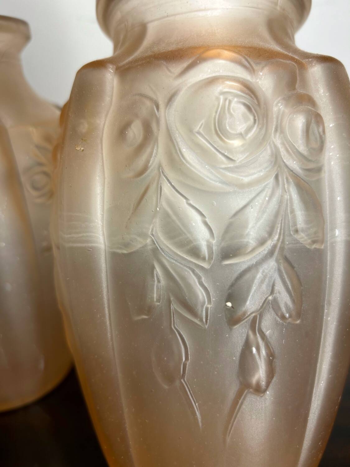 Art Deco pressed molded glass vases (X2)